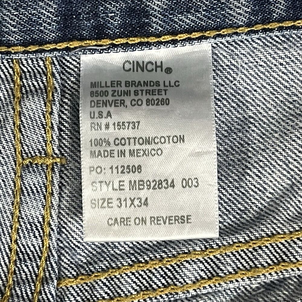 Cinch Jeans Men’s White Label Relaxed 31(30)x34 Straight Leg MB92834 Workwear - Picture 5 of 12